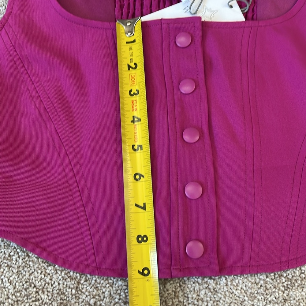 WAYF Cora Tailored Sleeveless Pink Square Neck Snap-Front Crop Top Sz S - Picture 6 of 9